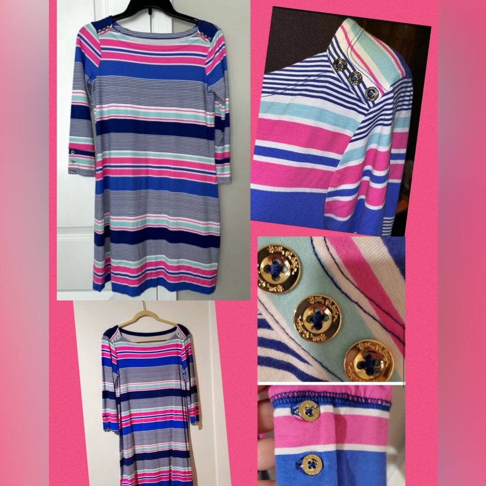 Lilly Pulitzer Upf 50+ Sophie Dress In Bright Navy Taverna Tile